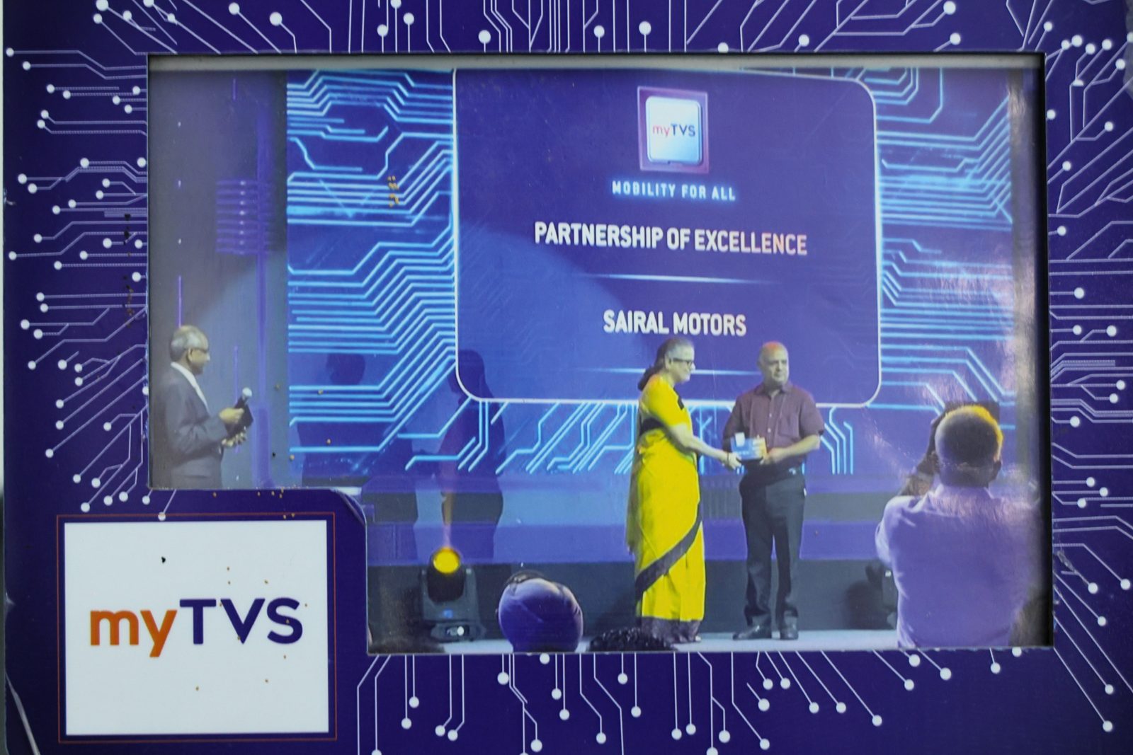 myTVS Partnership of Excellence award presentation on stage