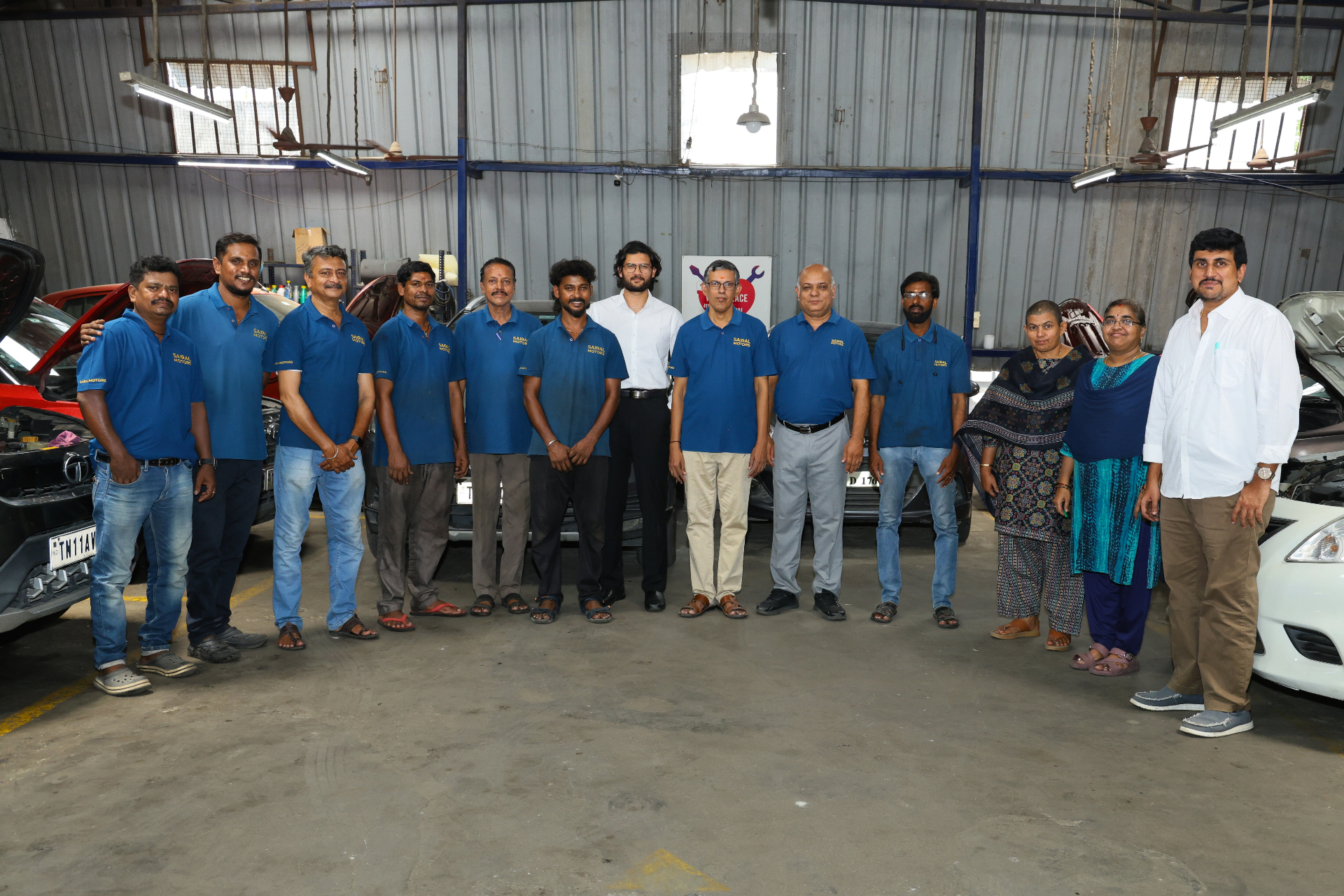 The SAIRAL Motors team at the Madipakkam workshop